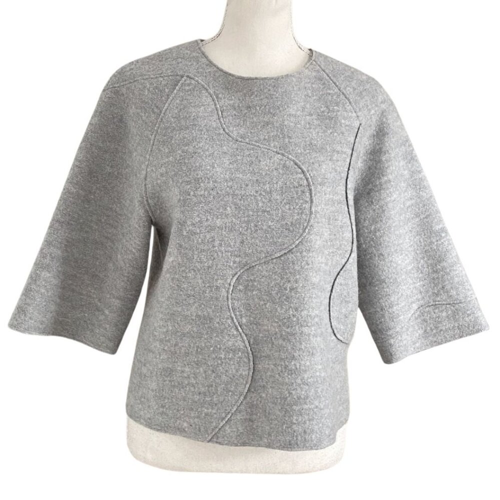 COS GREY BOILED WOOL EXPOSED SEAMING BOXY TOP - 4